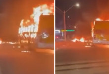 Coletivo é destruído por incêndio na Zona Sul da capital pernambucana